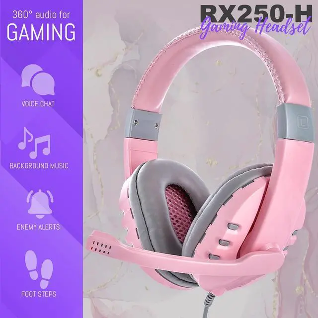 Alt view image 7 of 7 - Pink Gaming Keyboard and Mouse Headset Headphones and Mouse pad, Wired LED RGB Backlight Bundle Pink PC Accessories for Gamers and Xbox and PS4 PS5 Nintendo Switch Users - 4in1 Edition Hornet RX-250