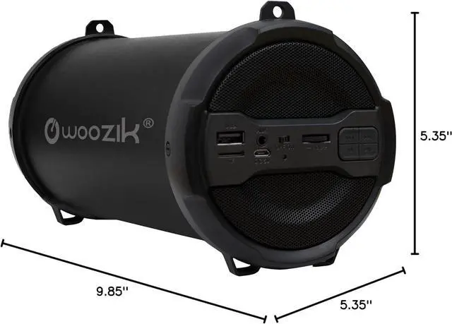 Alt view image 6 of 6 - WOOZIK Rockit Go / S213 Bluetooth Speaker, Wireless Boombox Indoor/Outdoor with FM Radio,Micro SD Card, USB, AUX 3.5mm Support, Rechargeable Battery, Strap for Travel, Great for Parties! - Black
