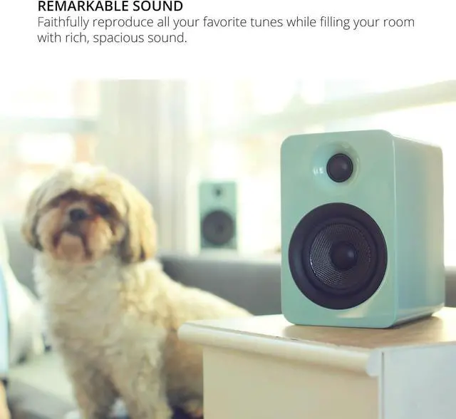 Alt view image 4 of 7 - Kanto YU4BAMBOO Powered Speakers with Bluetooth and Built-in Phono Preamp | Auto Standby and Startup | Remote Included | 140W Peak Power | Pair | Bamboo