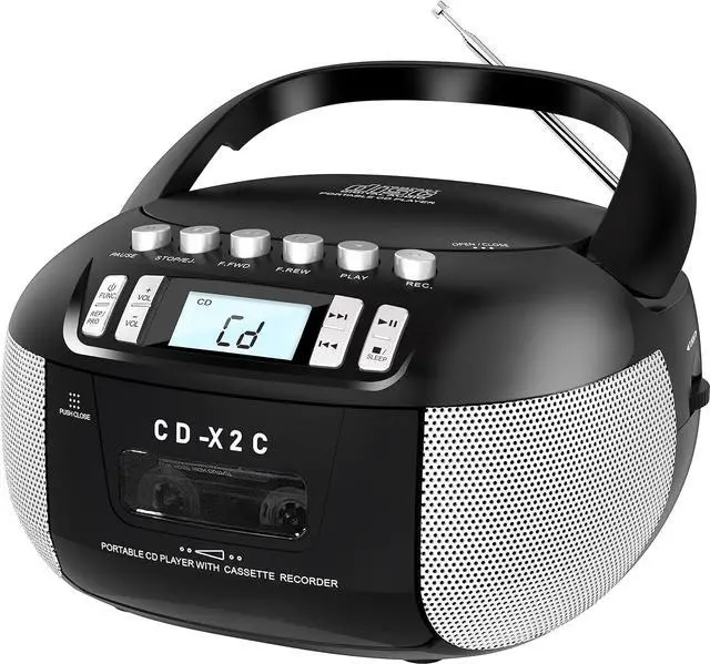 Main image of CD and Cassette Player Combo, Boombox CD Player Portable with AM/FM Radio, Tape Recording, Stereo Sound, AC/DC Powered, AUX/Headphone Jack, Sleep Timer for Home, Senior, Child