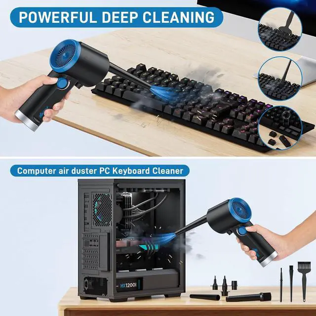 Alt view image 2 of 7 - ATEngeus Compressed Air Duster, Electric Air Duster, Cordless Air Duster for Computer, Stepless Speed, Keyboard Cleaner, Replace Canned Air, Brushless Motor, 6000mAh