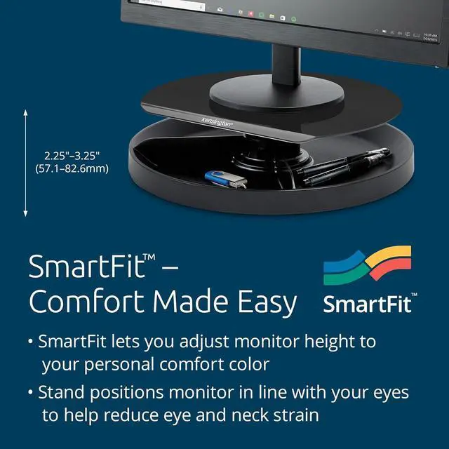 Alt view image 2 of 5 - Kensington Smart Fit Spin2 Monitor Stand - Black (K52787WW), 3.1" x 12.6" x 12.6"