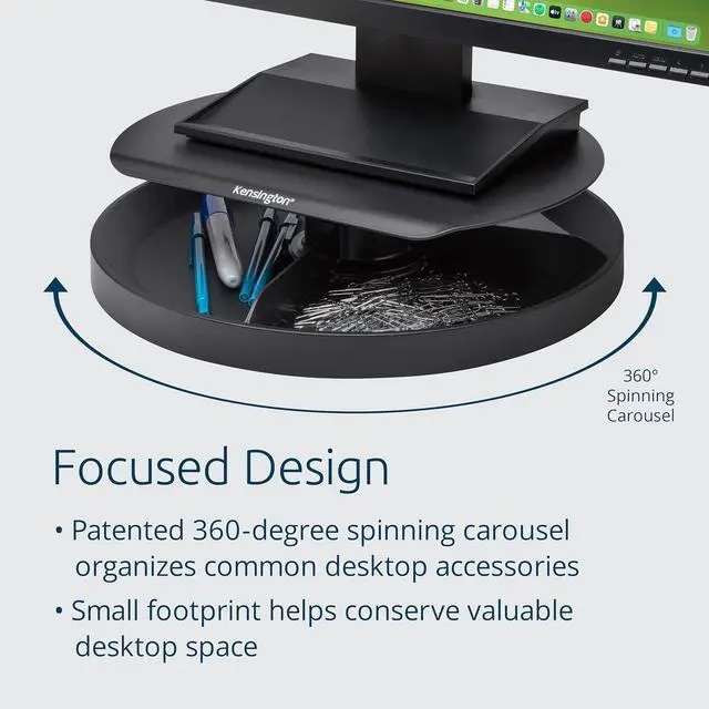 Alt view image 3 of 5 - Kensington Smart Fit Spin2 Monitor Stand - Black (K52787WW), 3.1" x 12.6" x 12.6"