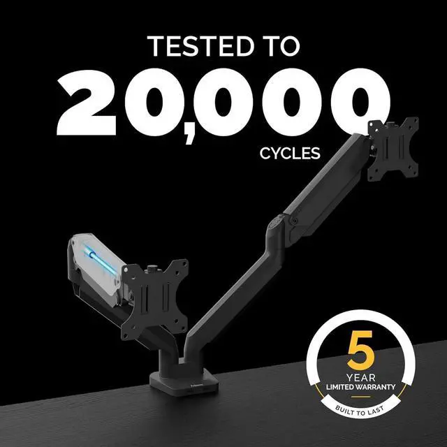 Alt view image 6 of 7 - Fellowes Platinum Series Dual Monitor Arm for 40-Inch Monitors, Full Motion, 360° Rotation, VESA Mount with Grommet or Clamp, USB Ports, Ergonomic, Black, 8042501