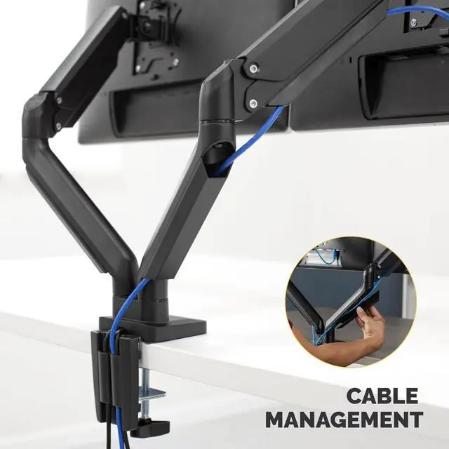 Alt view image 5 of 7 - Fellowes Platinum Series Dual Monitor Arm for 40-Inch Monitors, Full Motion, 360° Rotation, VESA Mount with Grommet or Clamp, USB Ports, Ergonomic, Black, 8042501
