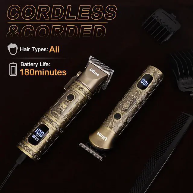 Alt view image 7 of 7 - Ufree Professional Hair Clippers for Men, 3 in 1 Mens Beard Trimmer, Shavers for Men, Electric Razor, Nose Hair Trimmer, Cordless Barber Clippers, Mens Grooming Kit, Birthday Gift for Dad