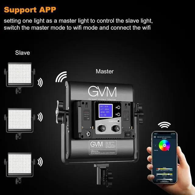 Alt view image 5 of 7 - GVM RGB LED Video Light, 800D Studio Light with APP Control Lighting Kit Photography Light 1 Pack with 8 Kinds Scene Lights, 3200-5600K CRI 97 LED Panel Light for YouTube Studio, Video, Portrait
