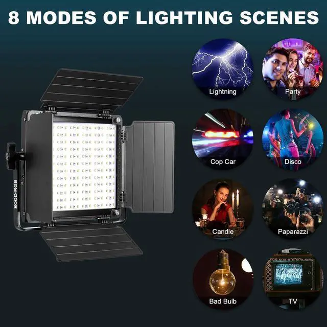 Alt view image 7 of 7 - GVM RGB LED Video Light, 800D Studio Light with APP Control Lighting Kit Photography Light 1 Pack with 8 Kinds Scene Lights, 3200-5600K CRI 97 LED Panel Light for YouTube Studio, Video, Portrait