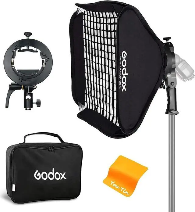 Main image of Godox Softbox Soft Light Modifier Box with Grid 32x32in / 80x80cm with S2 Type Flash Bracket Bowens Mount Holder for Studio Flash Speedlight Photography Godox V1 V860 TT685 TT600 AD200 AD300