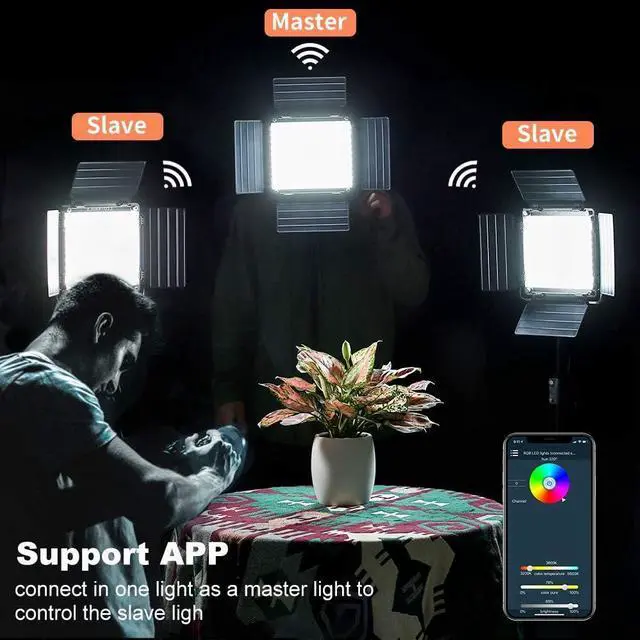 Alt view image 3 of 4 - GVM RGB Led Video Light, 2PCS Video Lighting Kit with APP Control, 40W Photography Lighting Led Panel Light with 8 Kinds of The Scene Lights for Studio YouTube, 3200K-5600K, CRI 97+