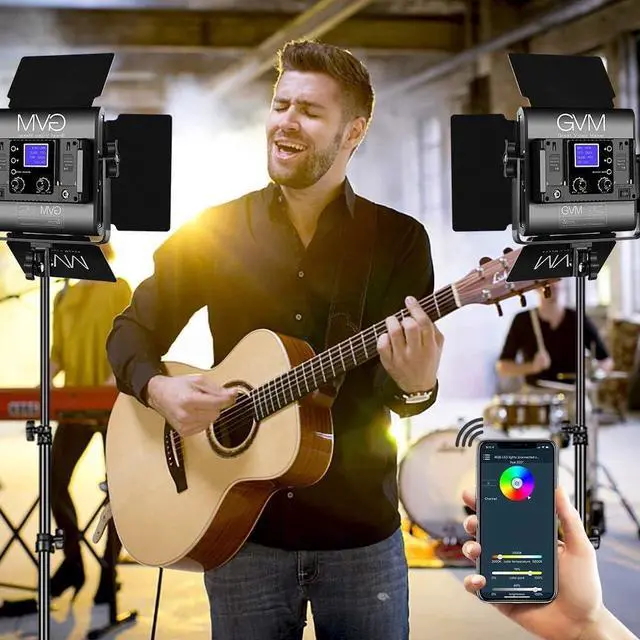 Alt view image 4 of 4 - GVM RGB Led Video Light, 2PCS Video Lighting Kit with APP Control, 40W Photography Lighting Led Panel Light with 8 Kinds of The Scene Lights for Studio YouTube, 3200K-5600K, CRI 97+
