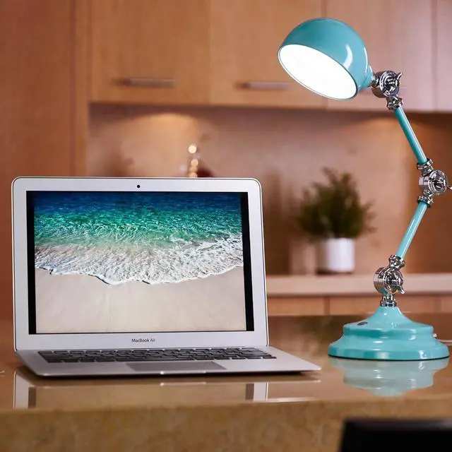 Alt view image 2 of 7 - OttLite Revive LED Desk Lamp with ClearSun LED Technology, Turquoise  3 Brightness Settings, Touch Activated Controls, USB Charging Port & 3 Adjustable Knobs for Precise Lighting - Great for Reading