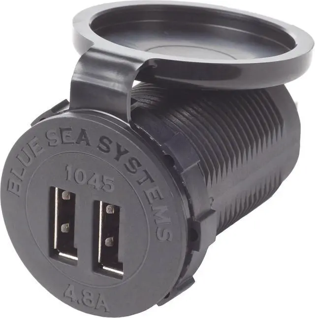 Main image of Blue Sea Systems 1045 Fast Charge 4.8A Dual USB Charger Socket Mount, 12V/24V