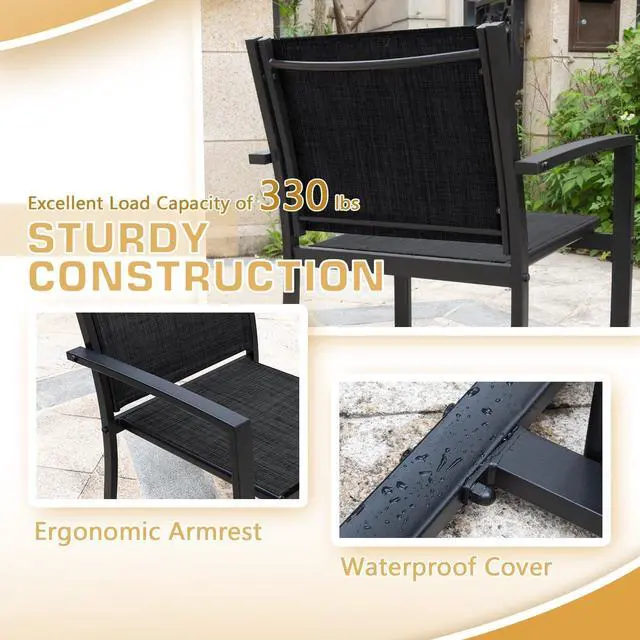 Alt view image 4 of 7 - Greesum 4 Pieces Patio Furniture Set, Outdoor Conversation Sets for Patio, Lawn, Garden, Poolside with A Glass Coffee Table, Black