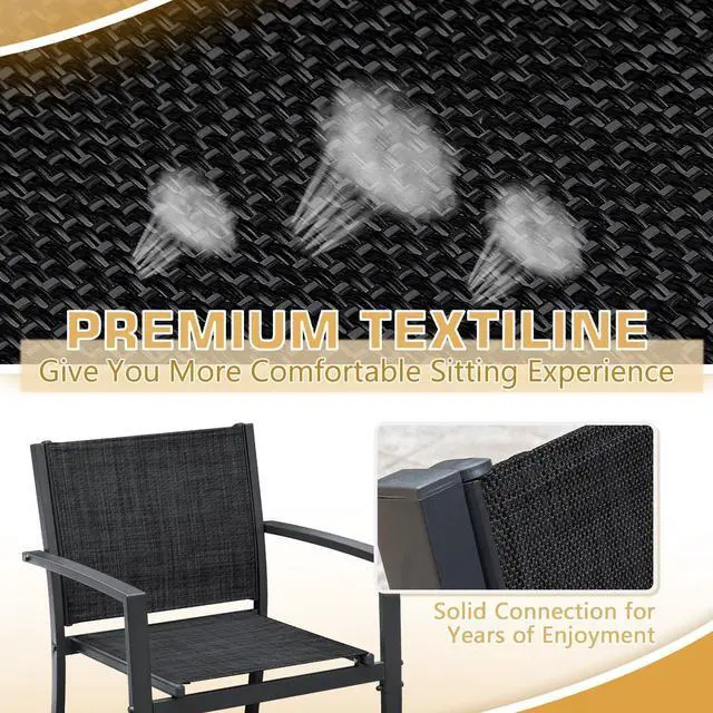 Alt view image 6 of 7 - Greesum 4 Pieces Patio Furniture Set, Outdoor Conversation Sets for Patio, Lawn, Garden, Poolside with A Glass Coffee Table, Black