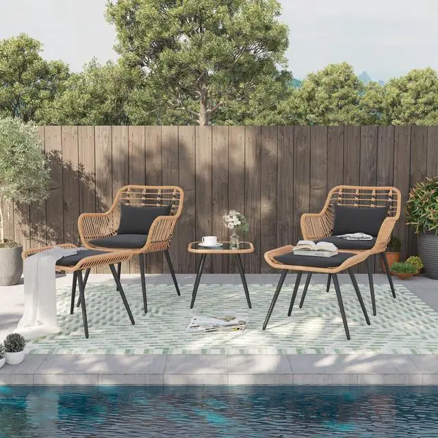 Main image of Verano Garden 5 Pieces Patio Furniture Chair Sets, Patio Conversation Set W/Coffee Table Ottomans Bistro Sets,Outdoor Furniture Chair Seating Set for Porch,Backyard, Balcony,Deck,Poolside