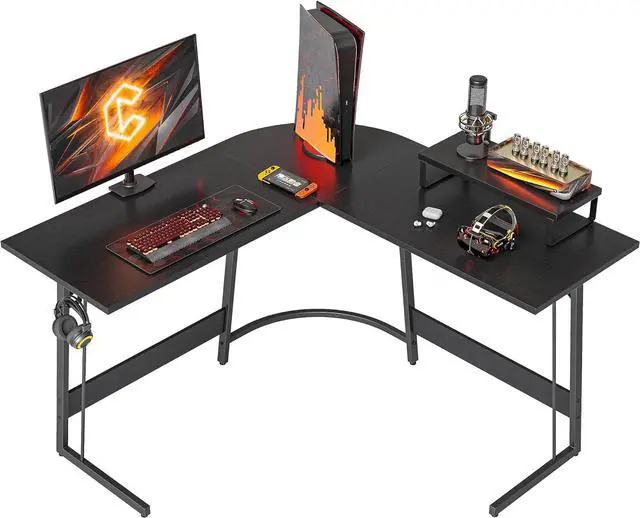 Main image of CubiCubi L Shaped Gaming Desk Computer Office Desk, 47 inch Corner Desk with Large Monitor Stand for Home Office Study Writing Workstation, Black