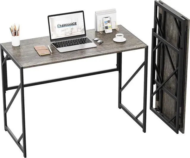 Main image of Elephance Folding Desk Writing Computer Desk for Home Office, No-Assembly Study Office Desk Foldable Table for Small Spaces