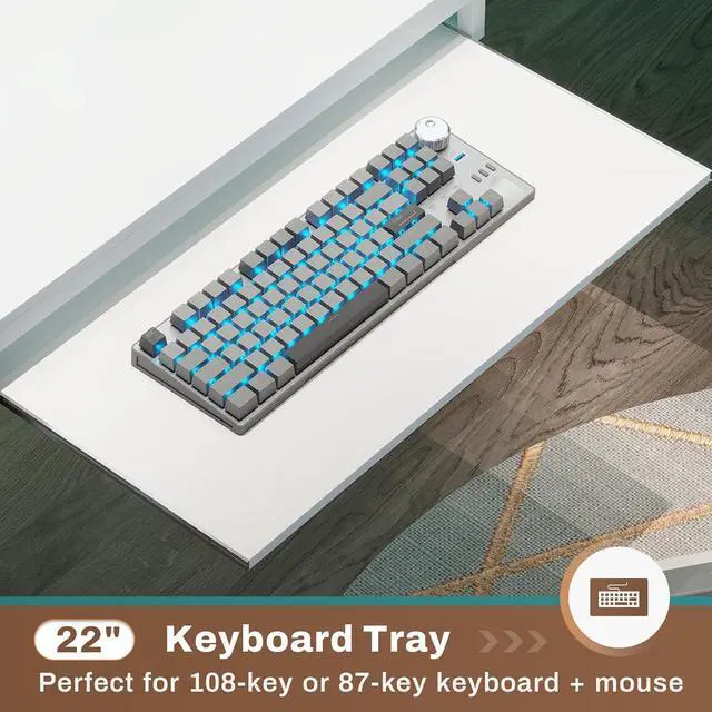 Alt view image 7 of 7 - SEDETA L.Shaped.Gaming Desk, Reversible.Home Office.Desk or Corner Desk,.Gaming Desk.with.Power.Outlets.&.LED.Strip, Monitor.Shelf,.Keyboard.Tray, Pegboard and.Storage.Shelves, White