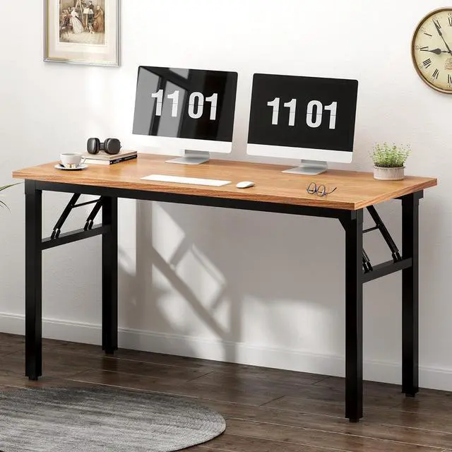 Alt view image 7 of 7 - Need Home Office Desk 47 inches Folding Computer Table Workstation No Install, Teak and Black