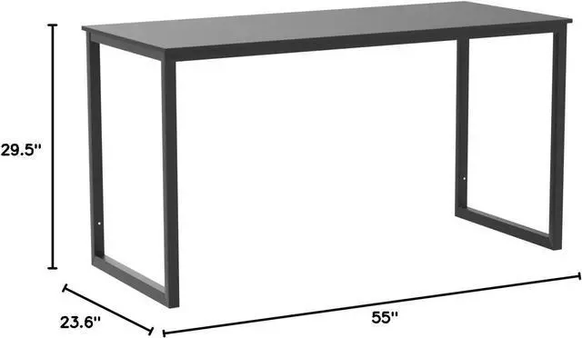 Alt view image 3 of 7 - ZENY Computer Desk,55 Inch Office Desk Gaming Desk Writing Desk, Modern Simple Desk PC Laptop Study Student Table (Black, 55 inch)