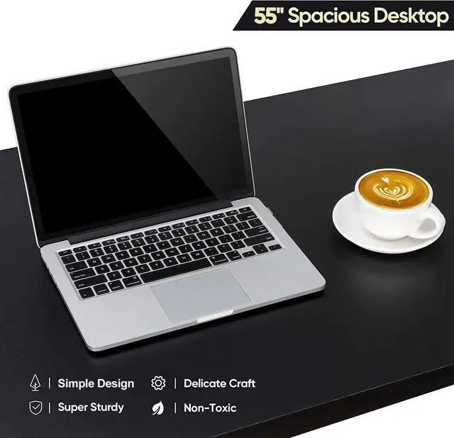 Alt view image 6 of 7 - ZENY Computer Desk,55 Inch Office Desk Gaming Desk Writing Desk, Modern Simple Desk PC Laptop Study Student Table (Black, 55 inch)