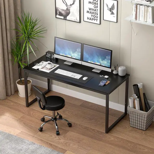 Alt view image 7 of 7 - ZENY Computer Desk,55 Inch Office Desk Gaming Desk Writing Desk, Modern Simple Desk PC Laptop Study Student Table (Black, 55 inch)