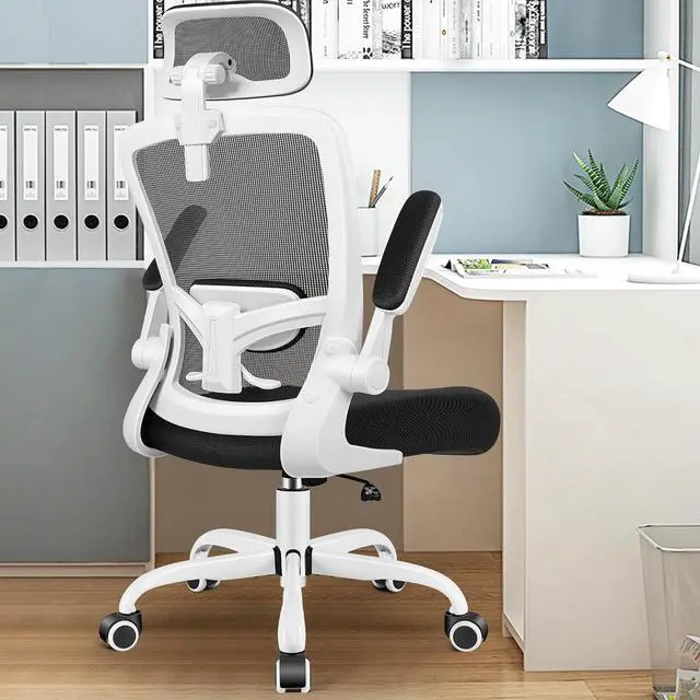 Alt view image 2 of 7 - FelixKing Ergonomic Office Chair, Headrest Desk Chair with Adjustable Lumbar Support, Home Office Swivel Task Chair with High Back and Armrest, Adjustable Height Gaming Chair (White)