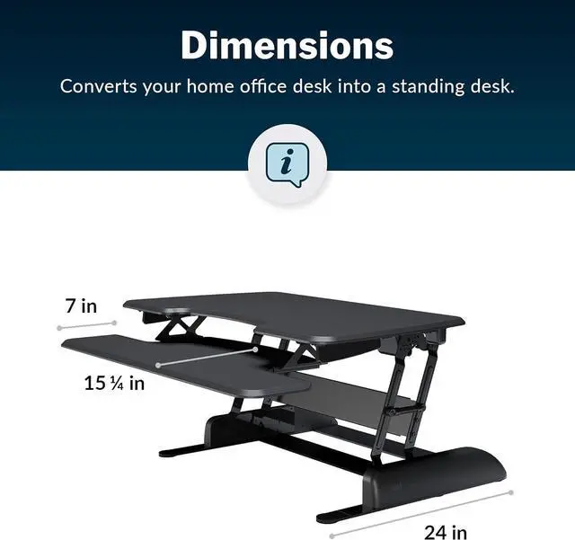 Alt view image 6 of 6 - - Desk Essential 36 - Two-Tier Standing Desk Converter for Monitor & Accessories - Height Adjustable Sit Stand Desk - Fully Assembled Monitor Riser for Home Office - 36" Wide, Black
