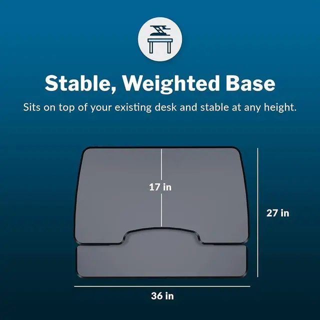 Alt view image 4 of 6 - - Desk Essential 36 - Two-Tier Standing Desk Converter for Monitor & Accessories - Height Adjustable Sit Stand Desk - Fully Assembled Monitor Riser for Home Office - 36" Wide, Black