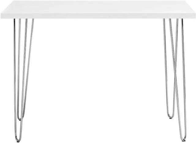 Alt view image 4 of 7 - Walker Edison Mid Century Modern Hairpin Wood Laptop Computer Writing Desk Home Office Workstation Small, 42 Inch, White