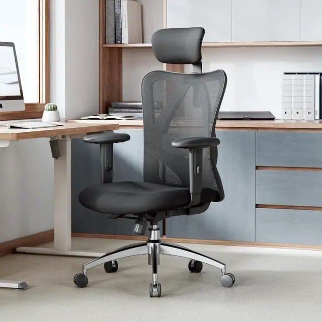 Alt view image 2 of 7 - SIHOO M18 Ergonomic Office Chair for Big and Tall People Adjustable Headrest with 2D Armrest Lumbar Support and PU Wheels Swivel Tilt Function Black