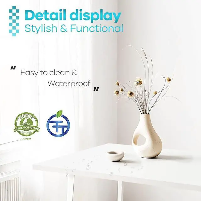 Alt view image 4 of 7 - Kaboon White Table Top 23.62" D x 59.1" W, Solid One-Piece Desktop, Universal Wood Countertop, Reversible Laminate Top, Double Desks, L-Desk DIY, for Home and Commercial