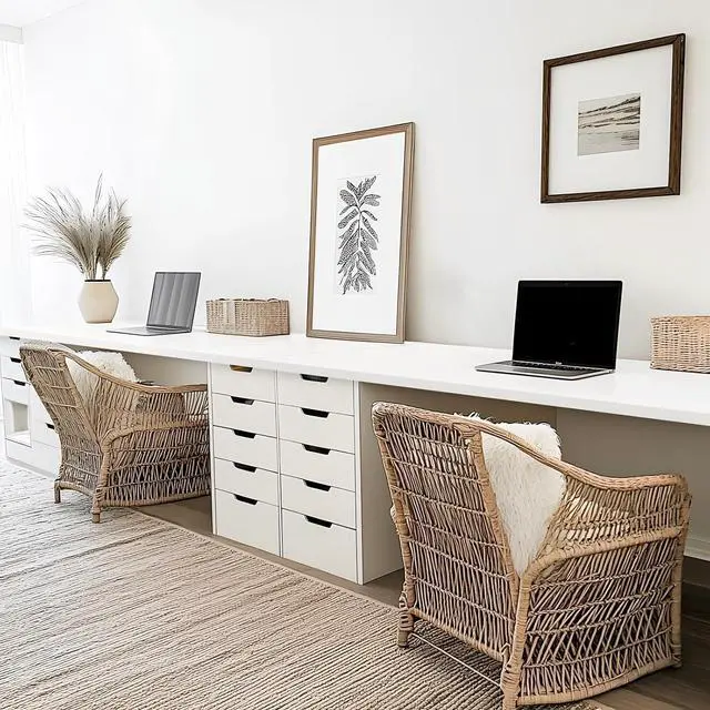 Alt view image 6 of 7 - Kaboon White Table Top 23.62" D x 59.1" W, Solid One-Piece Desktop, Universal Wood Countertop, Reversible Laminate Top, Double Desks, L-Desk DIY, for Home and Commercial