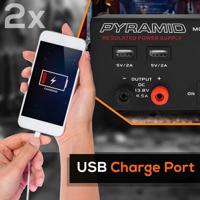 Alt view image 3 of 7 - Pyramid Universal Compact Bench Power Supply - 7 Amp Regulated Home Lab Benchtop AC-Dc Converter Power Supply for CB Radio, HAM W/ 13.8 Volt Dc 120V AC Supply, Dual USB, Cigarette Lighter PSU990KX