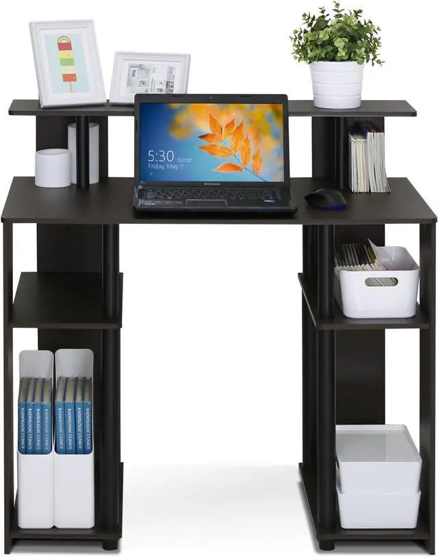 Alt view image 5 of 6 - Furinno JAYA Simple Design Computer Writing Desk, Walnut