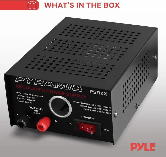 Alt view image 6 of 7 - Pyramid PS9KX Universal Compact Bench Power Supply-5 Amp Linear Regulated Home Lab Benchtop Converter w/ 13.8 Volt DC 115V AC 70 Watt Input, Screw Type Terminal, 12V Car Cigarette Lighter