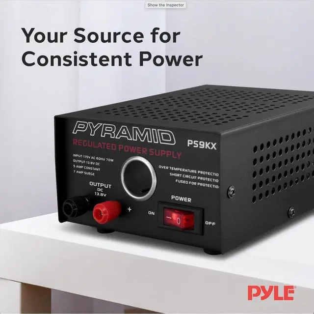 Alt view image 7 of 7 - Pyramid PS9KX Universal Compact Bench Power Supply-5 Amp Linear Regulated Home Lab Benchtop Converter w/ 13.8 Volt DC 115V AC 70 Watt Input, Screw Type Terminal, 12V Car Cigarette Lighter