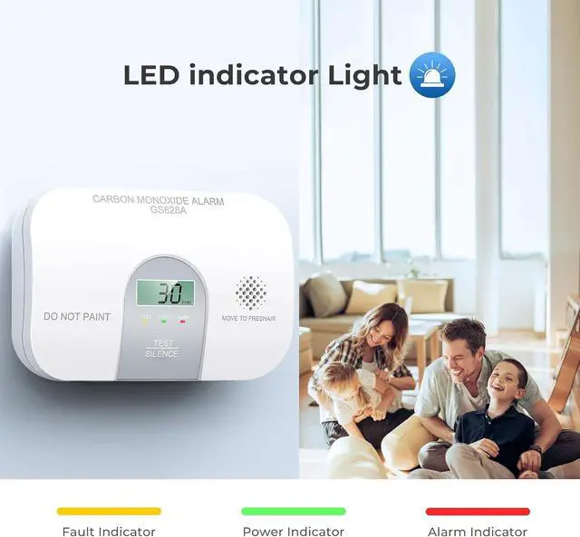 Alt view image 4 of 6 - Siterwell Travel Carbon Monoxide Detector, 7 Year Product Life Carbon Monoxide Detectors with LCD Digital Display and Sound Warning, ETL Listed, Portable Carbon Monoxide Detector for Home, 4-Pack