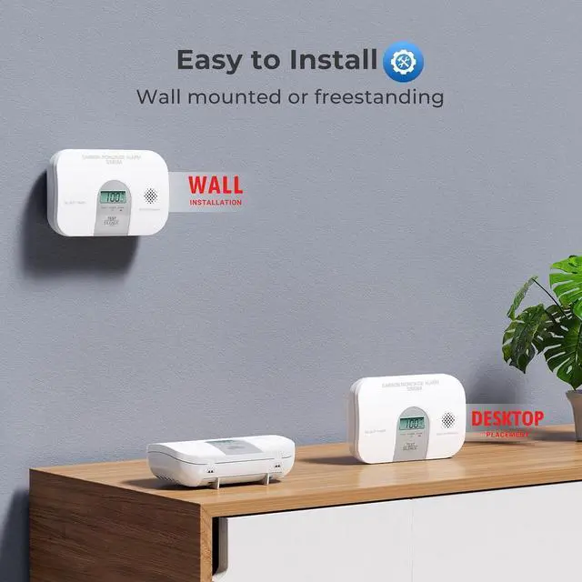 Alt view image 5 of 6 - Siterwell Travel Carbon Monoxide Detector, 7 Year Product Life Carbon Monoxide Detectors with LCD Digital Display and Sound Warning, ETL Listed, Portable Carbon Monoxide Detector for Home, 4-Pack