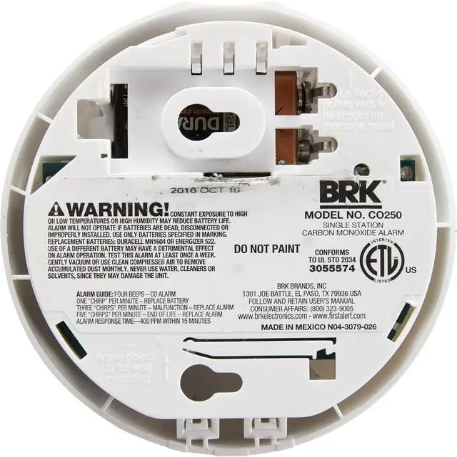Alt view image 3 of 5 - FIRST ALERT Carbon Monoxide Alarm | BRK CO250 Battery Operated Carbon Monoxide Detector With 9-Volt Battery & Two Silence Features