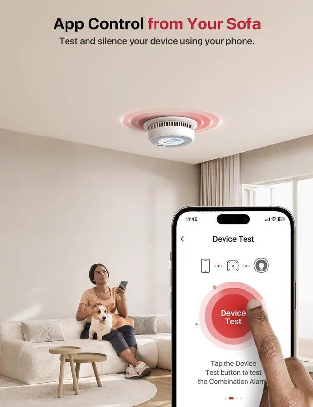 Alt view image 5 of 7 - X-Sense Smart Smoke Detector Carbon Monoxide Detector Combo, Battery-Operated (Not AC Hardwired) Interconnected Combination Smoke Carbon Monoxide Detector, 5 Detectors with 1 Base Station, SC07-MR51