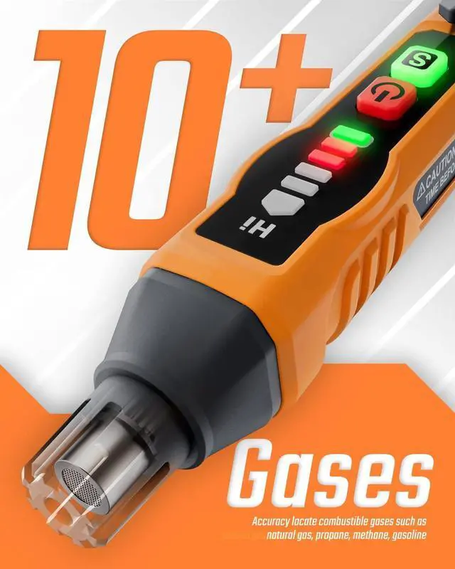 Alt view image 2 of 7 - Natural Gas Detector, TopTes PT177 Gas Leak Detector with Audible & Visual Alarm, Portable Gas Sniffer to Locate Combustible Leak Sources Like Methane, Propane for Home (Includes Battery x2)-Orange