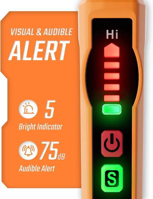 Alt view image 4 of 7 - Natural Gas Detector, TopTes PT177 Gas Leak Detector with Audible & Visual Alarm, Portable Gas Sniffer to Locate Combustible Leak Sources Like Methane, Propane for Home (Includes Battery x2)-Orange