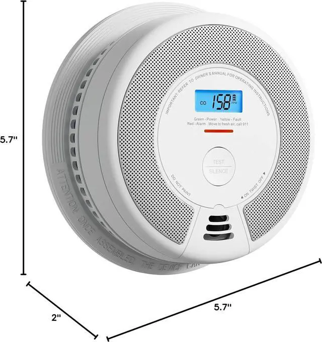 Alt view image 2 of 7 - X-Sense 10-Year Battery Combination Smoke Carbon Monoxide Alarm Detector with Large LCD Display (Standalone Model)