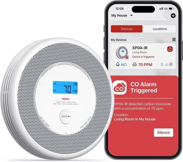 Main image of X-Sense Smart Smoke Detector and Carbon Monoxide Detector with Voice Location, Wi-Fi Smoke Detector Carbon Monoxide Detector Combo with Real-Time App Notifications, XP0A-iR, 1-Pack