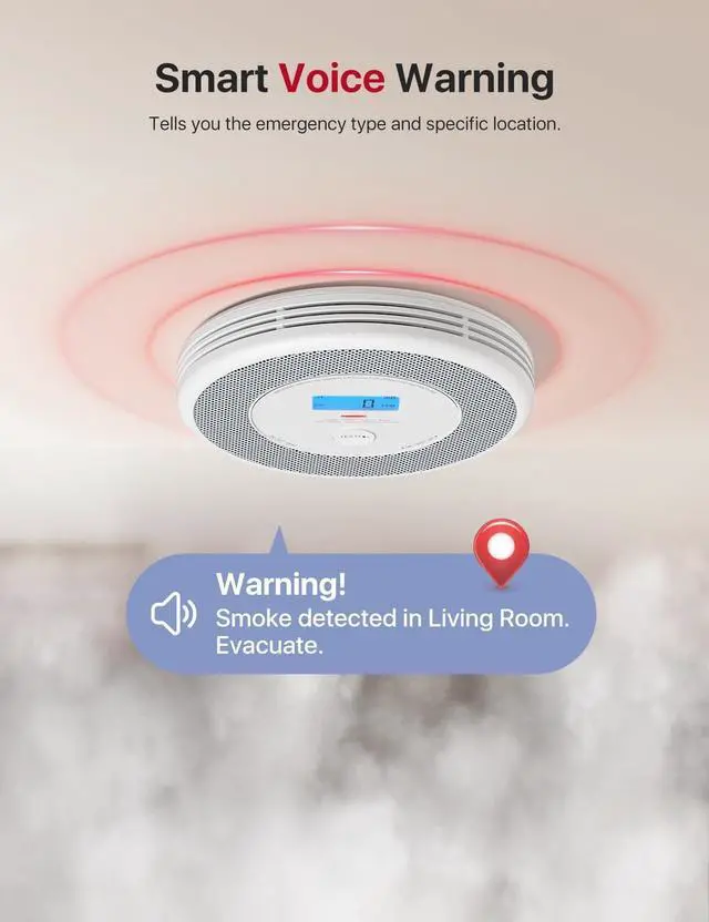 Alt view image 4 of 7 - X-Sense Smart Smoke Detector and Carbon Monoxide Detector with Voice Location, Wi-Fi Smoke Detector Carbon Monoxide Detector Combo with Real-Time App Notifications, XP0A-iR, 1-Pack