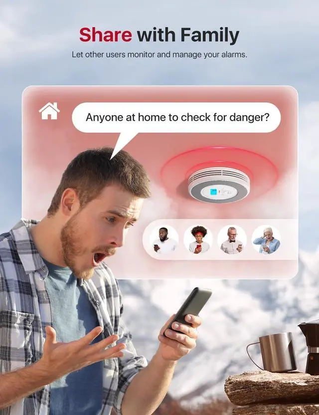 Alt view image 6 of 7 - X-Sense Smart Smoke Detector and Carbon Monoxide Detector with Voice Location, Wi-Fi Smoke Detector Carbon Monoxide Detector Combo with Real-Time App Notifications, XP0A-iR, 1-Pack