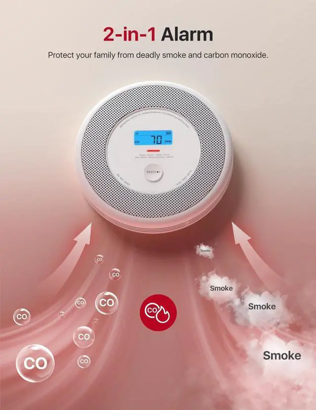 Alt view image 5 of 7 - X-Sense Smart Smoke Detector and Carbon Monoxide Detector with Voice Location, Wi-Fi Smoke Detector Carbon Monoxide Detector Combo with Real-Time App Notifications, XP0A-iR, 1-Pack
