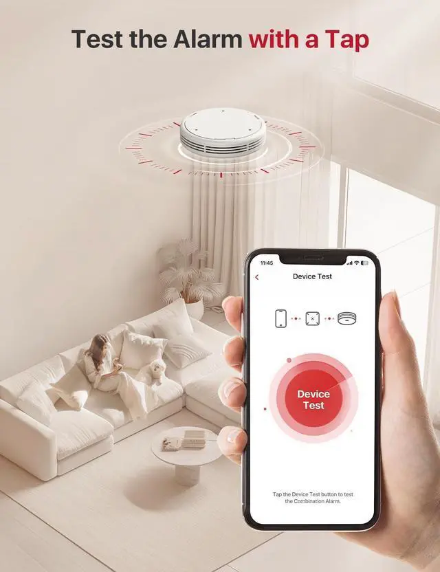 Alt view image 2 of 7 - X-Sense Combination Smoke and Carbon Monoxide Detector with Voice Location, Interconnected Smoke Detector Carbon Monoxide Detector Combo with Base Station (Included), Model XP0A-MR31
